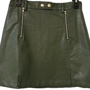 FRANCESCA’S Blue Rain NWT Sz S Dark Green Mini A-Line Skirt with Silver Zippers